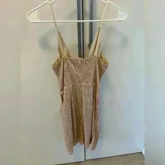 Dress with sequins beige gold S - Picture 4 of 6